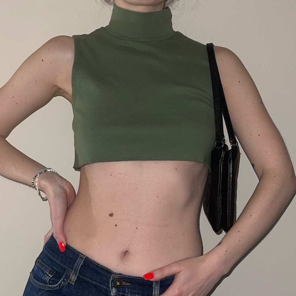 J.CREW Hand-Cropped Sleeveless Mockneck Top